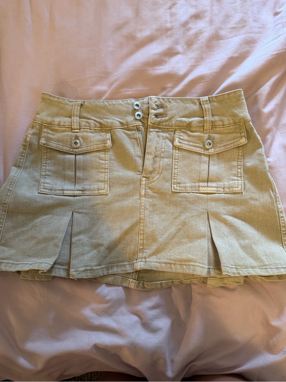 Love Tree Beige/Tan Corduroy Pleated Mini Skirt